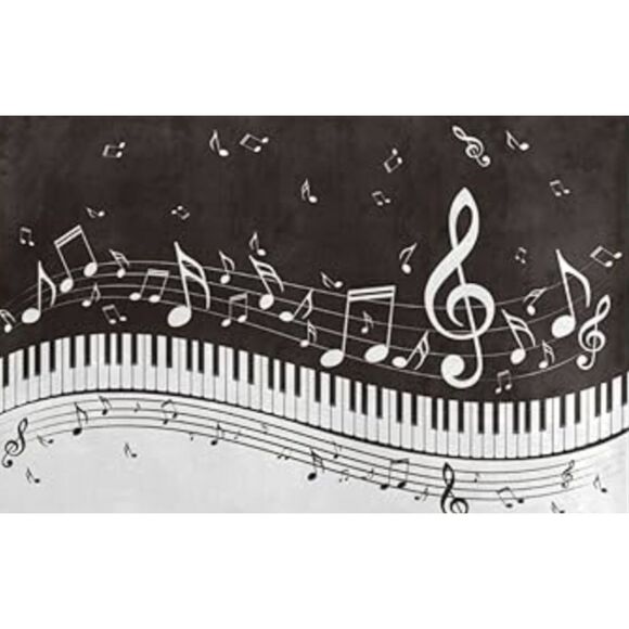 Jekeno Piano Themed Throw Blanket Music Keys Treble Clefs Wavy Staph 48 x 60 NEW - Picture 2 of 9